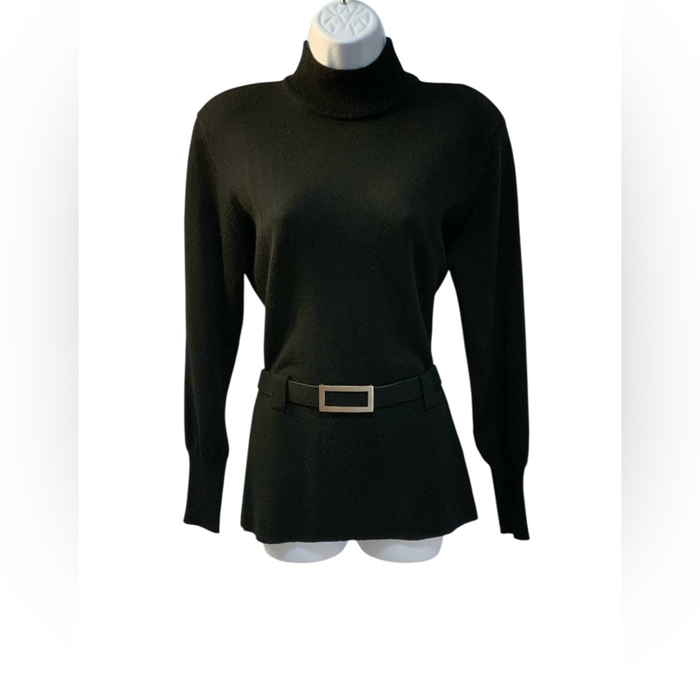 Jones New York Black Wool Mock Neck Sweater